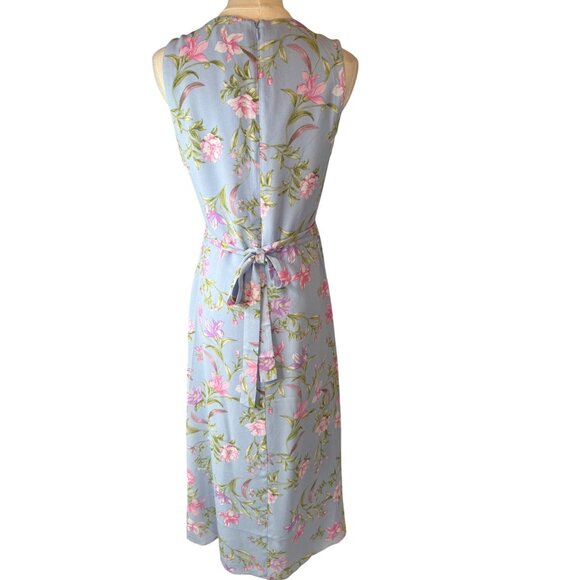 WAYF Small Dahlia Light Blue Floral Dressy V Neck Midi NWT - Picture 3 of 16